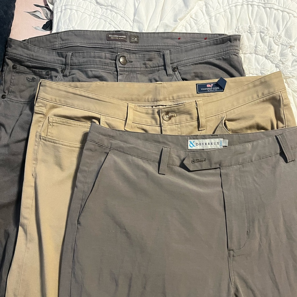 3 pair men’s pants southern marsh vineyard vines devereux 40x32